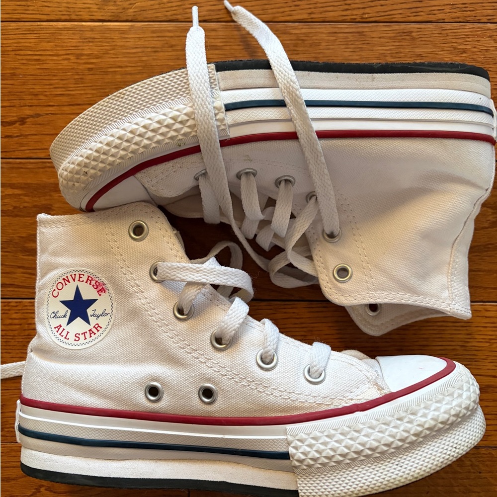 Youth Converse White High-Top Sneakers platform